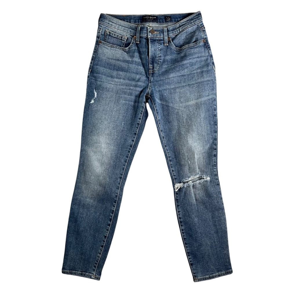Lucky Brand Womenβs Midβ Rise Skinny Ava Jeans Distressed Size 6/28 Ankle